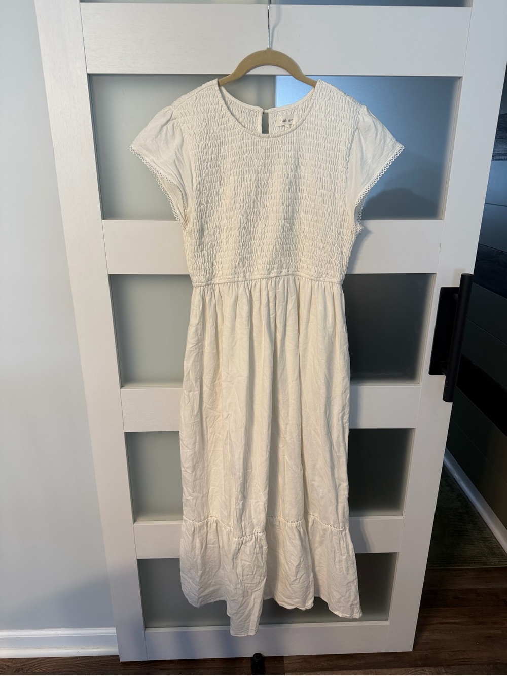 bohme Cream Smocked Maxi Dress